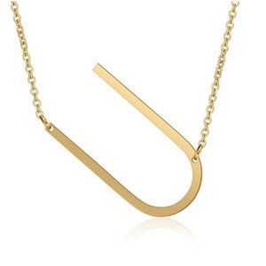 Large Letter "U" Gold Big Initial Name Necklace